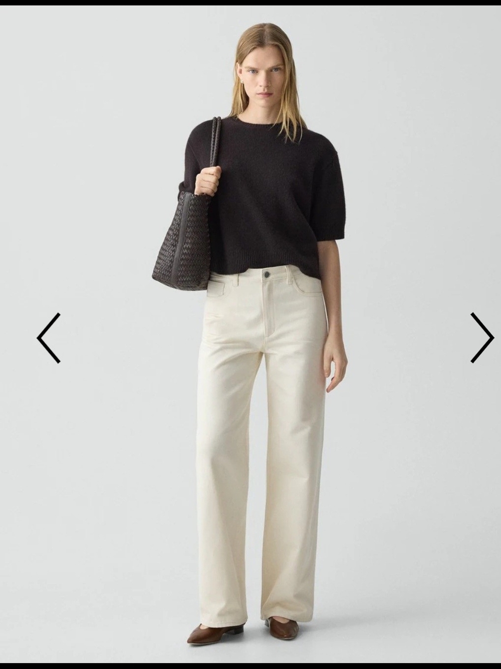0 Theory Straight/Wide-Leg Jeans in Off-White Size 25